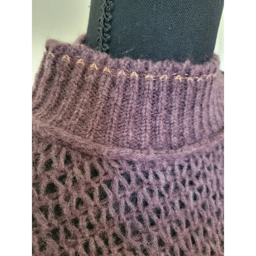 Free People Float On Peplum Sweater Mohair Blackberry Boho Cozy Oversized Neck S